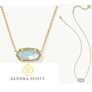 NWOT Kendra Scott Elisa Light Blue Illusion Gold Pendant Necklace